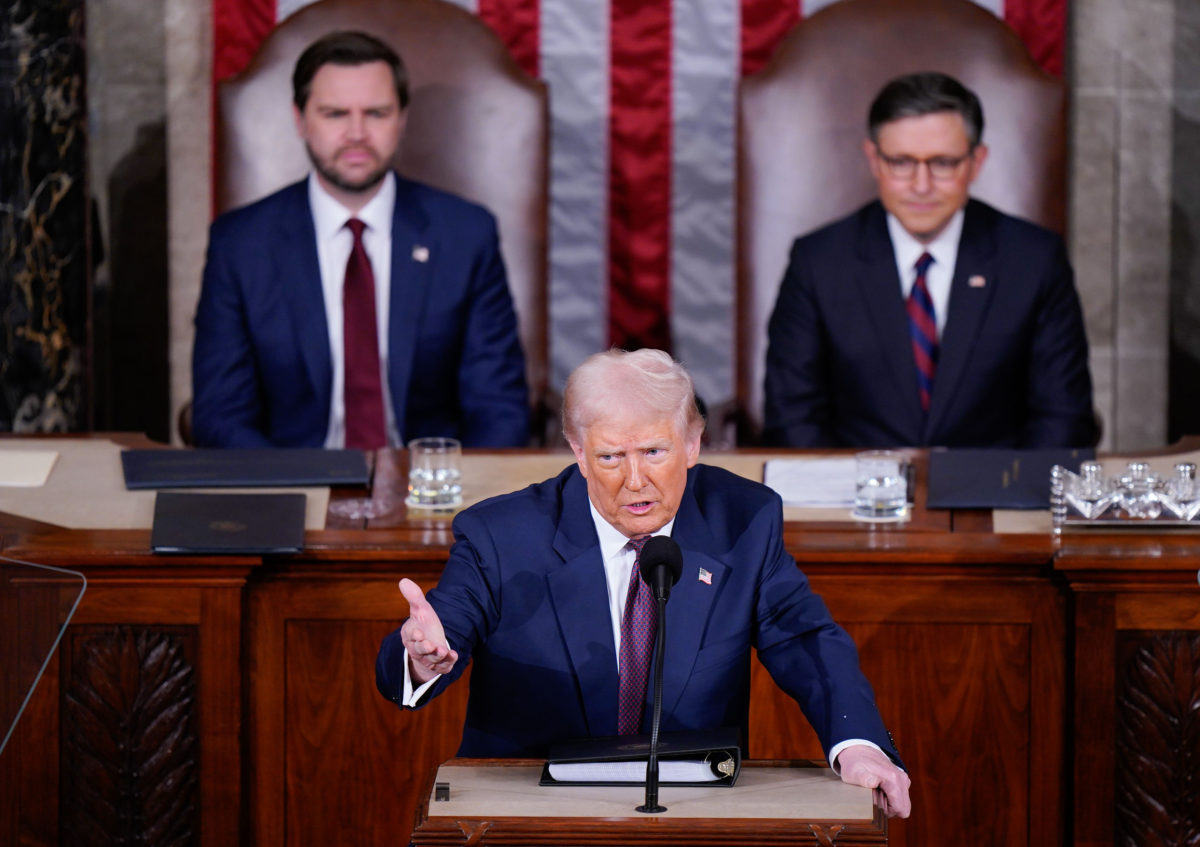 Il Presidente statunitense, Donald Trump, in un discorso al Congresso
